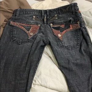 Flap pocket in tar blue with topaz crystals